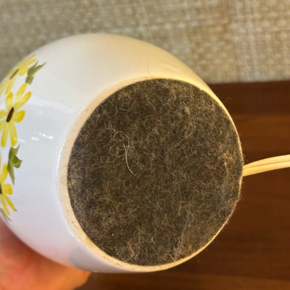 🌟2xHP🌟VTG 1950s-60s Hand Painted Sunflower Motif Ceramic Ginger Jar Lamp - Picture 11 of 14